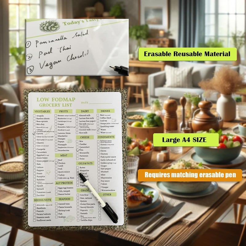 lovielf Reusable Low fodmap Grocery & Shopping List for Nutrition, Gut Health, IBS Relief, and Enhances the Elimination Diet | Double Sided Erasable material - Image 4